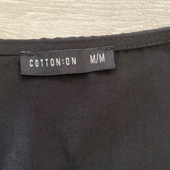 Cotton On Black Surplice Wrap Around Tie Front 3/4 Sleeve Top Size M - Picture 7 of 8